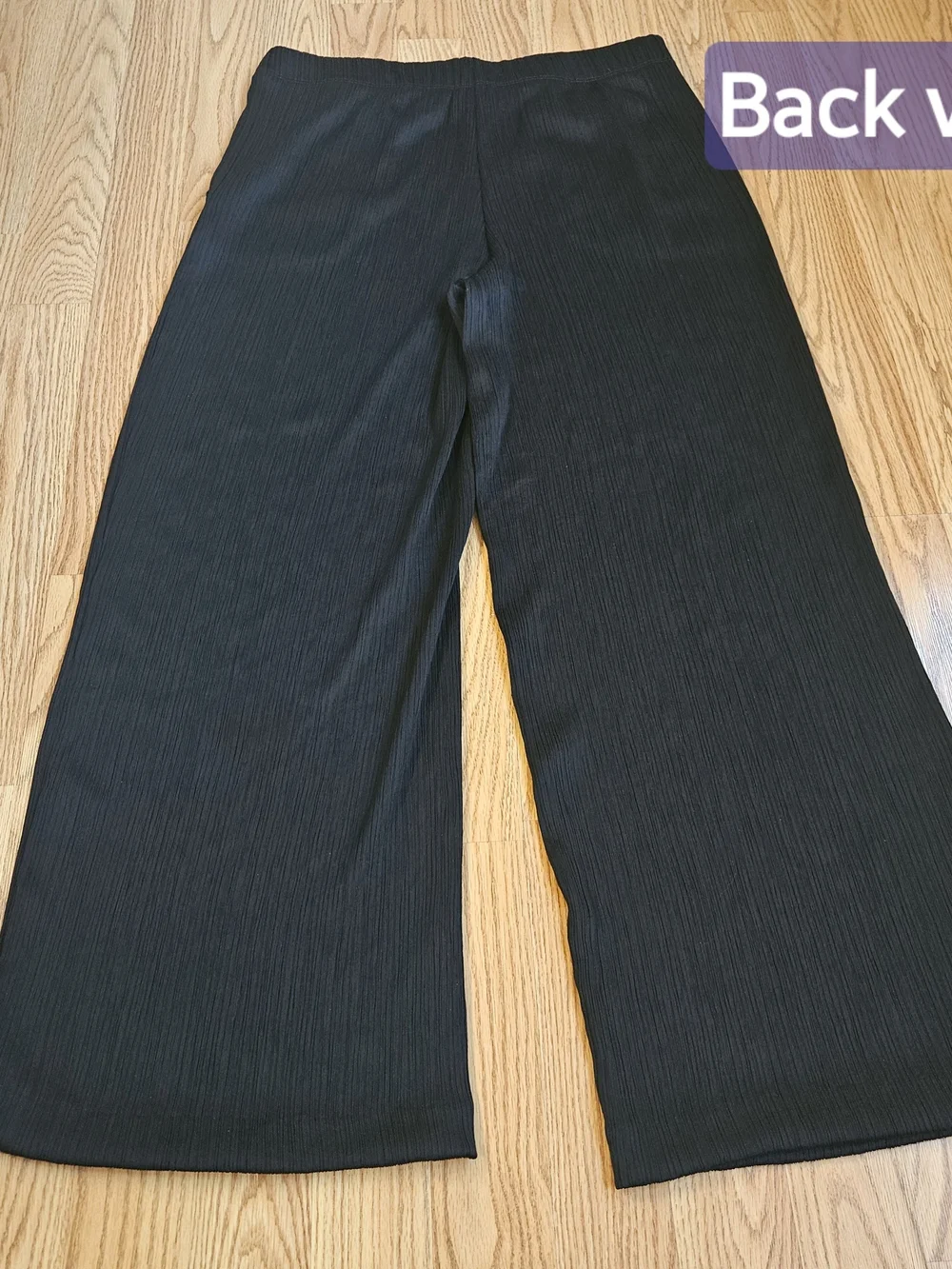 Chico's Women's Black Textured Crinkle Wide Leg Pants Pockets Petite Size 1P MP - Picture 13 of 15